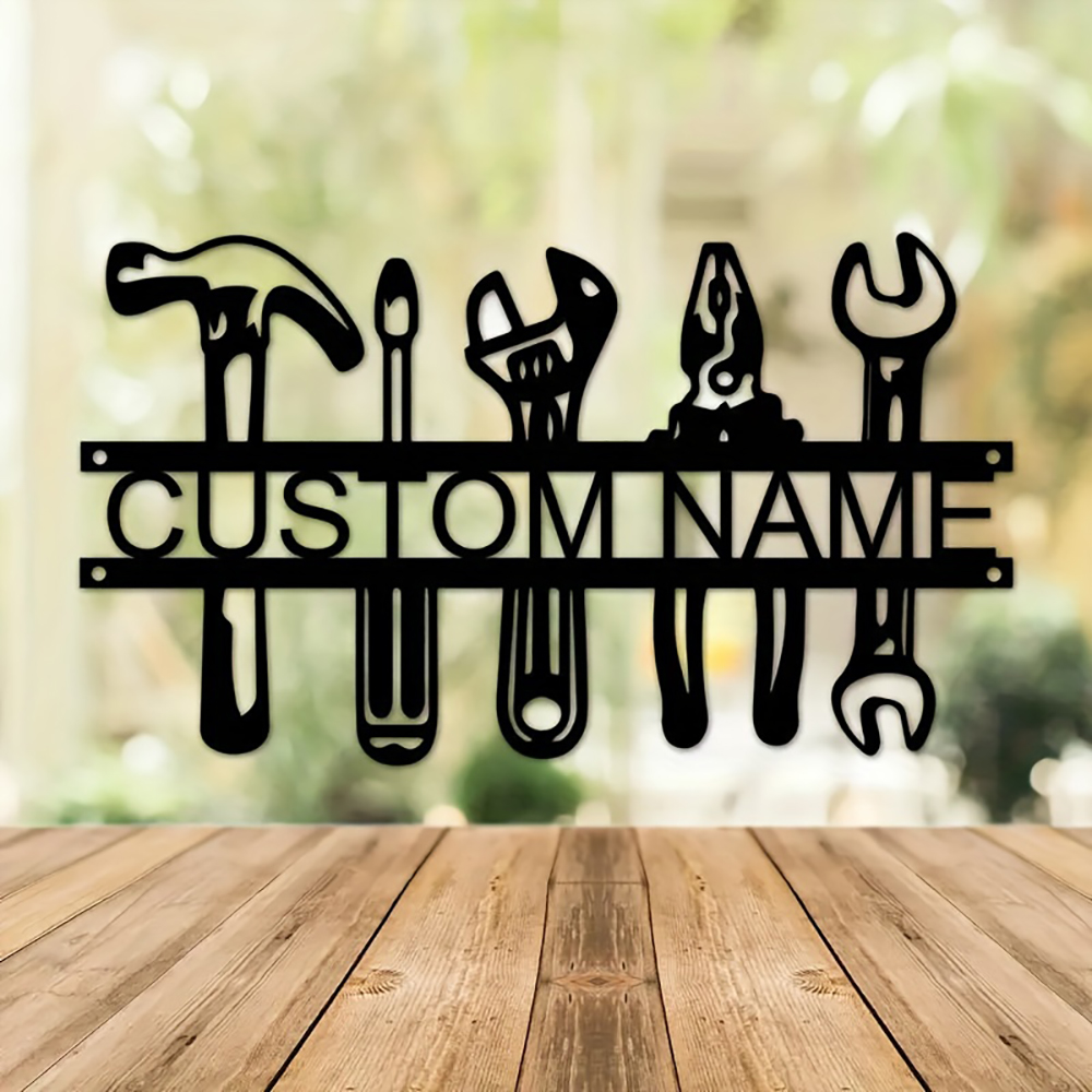 Workshop Tools Name - Customized Name Industrial Style Iron Wall