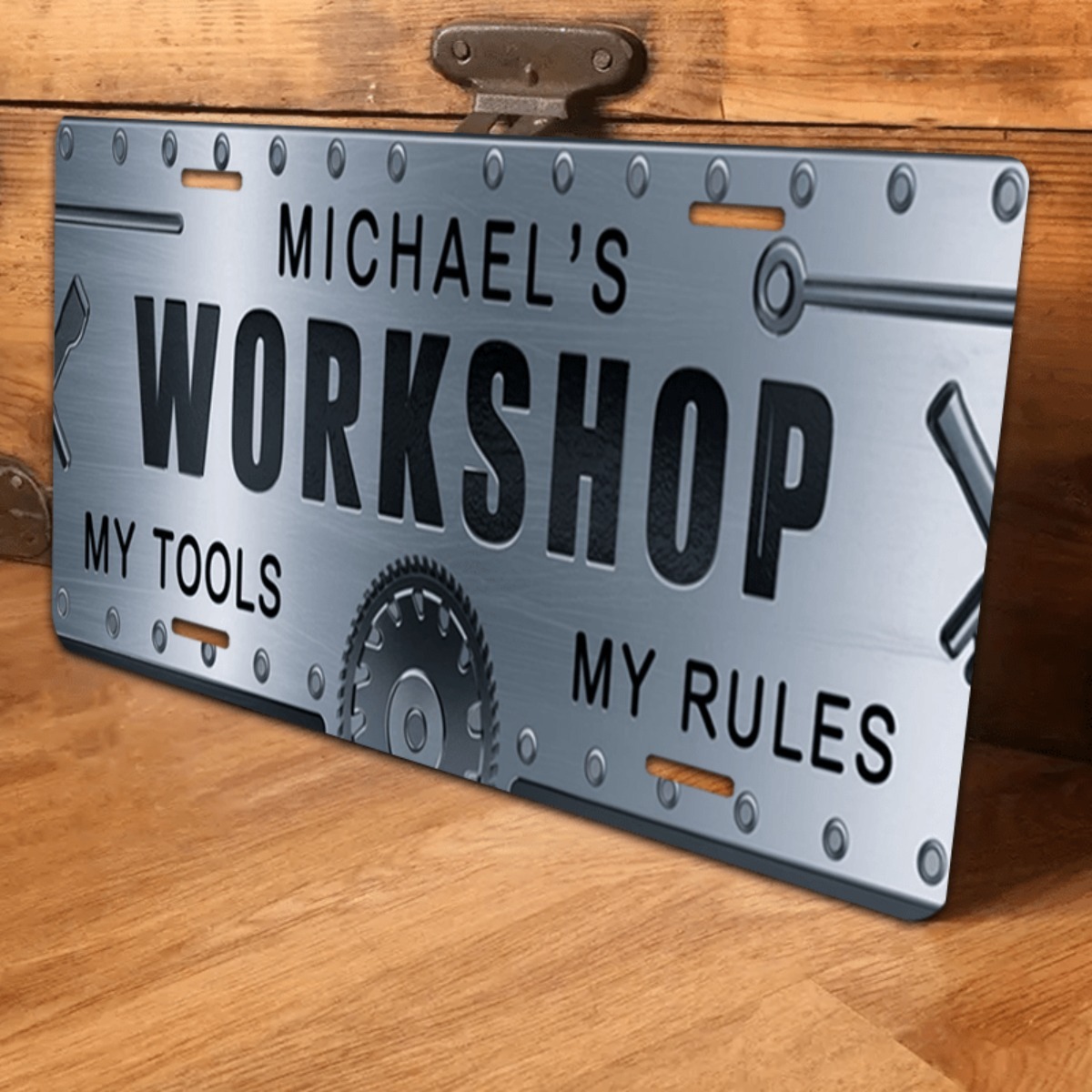 Workshop Tools Name - Personalized Name Workshop Aluminum Sign 6x12