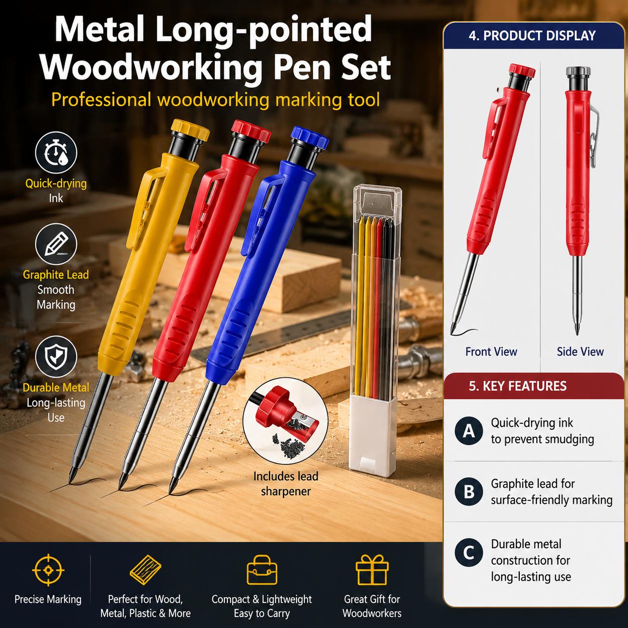 Marking Tools In Workshop - Metal Long Tip Mechanical Pencil Kit