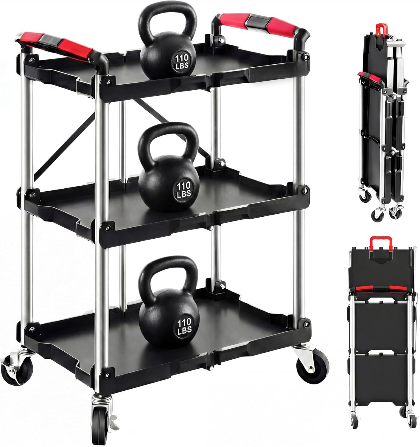 3-Shelf Foldable Rolling Utili - Tools For Home Workshop review and price