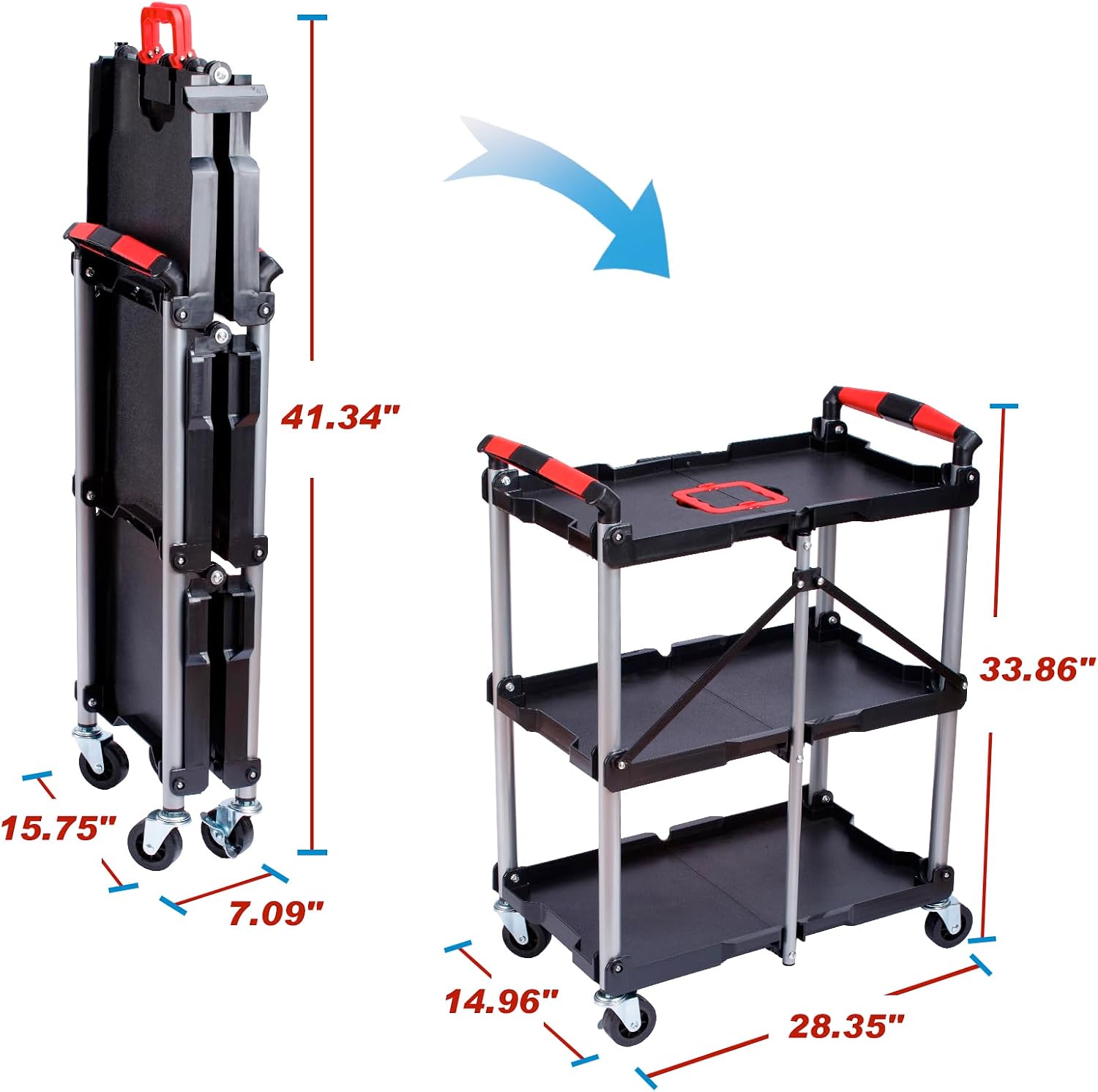 3-Shelf Foldable Rolling Utili - Tools For Home Workshop review and price